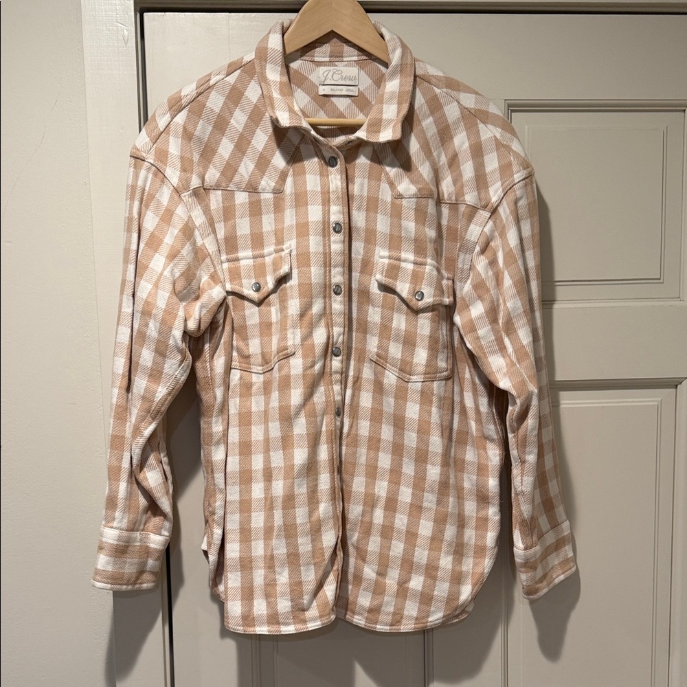 J. Crew Beige and White Checkered Shirt